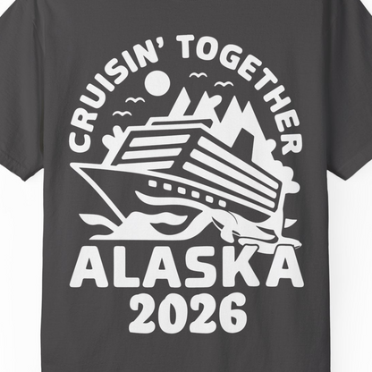 Cruisin Together Alaska Cruise Shirt Comfort Colors T-Shirt – Graphite – Alaska Cruise Shirts Close Up