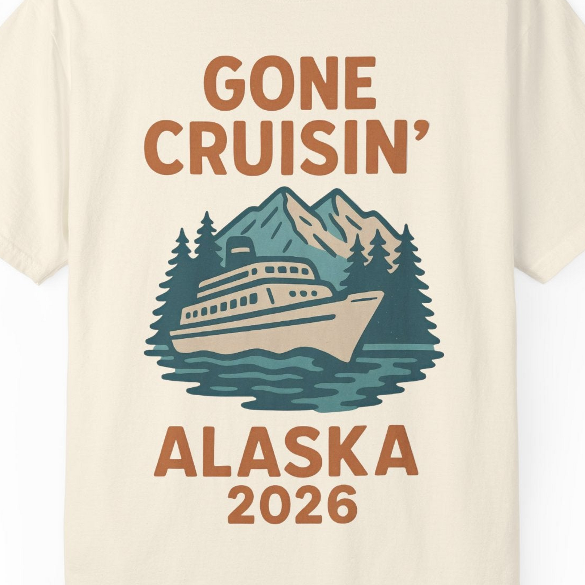 Gone Cruisin Alaska 2026 Retro Cruise Ship Nature Scenery Shirt — Comfort Comfort Colors T-Shirt – Ivory – Alaska Cruise Shirts Close Up