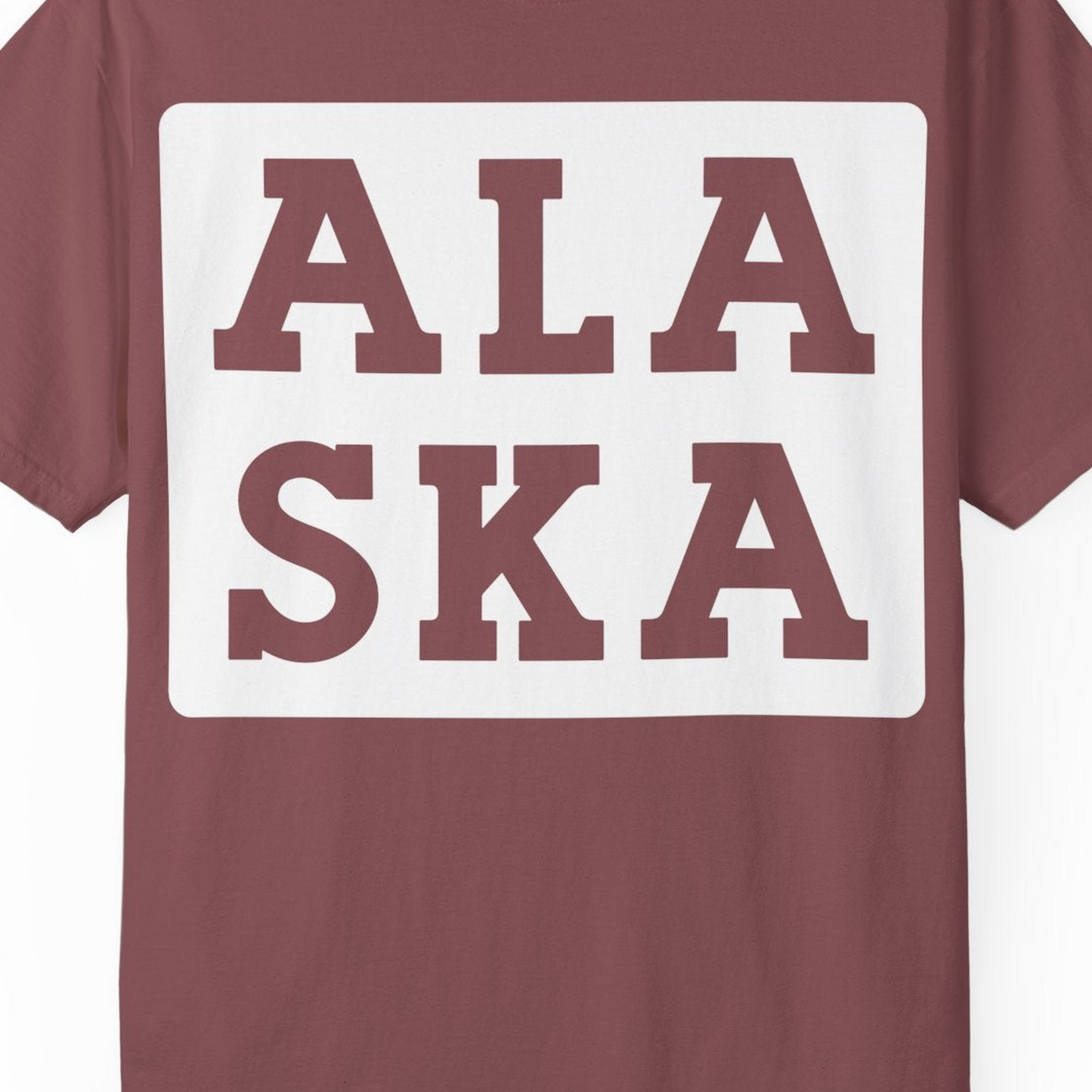 Bold Alaska Block Text Shirt Comfort Colors T-Shirt – Brick – Alaska Cruise Shirts Close Up