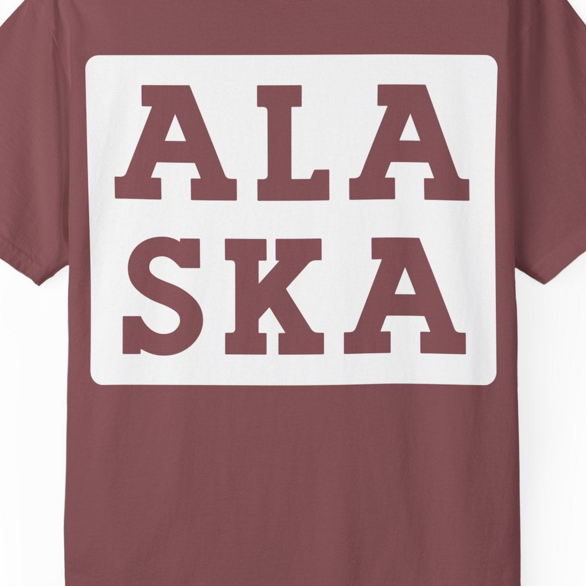 Bold Alaska Block Text Shirt Comfort Colors T-Shirt – Brick – Alaska Cruise Shirts Close Up