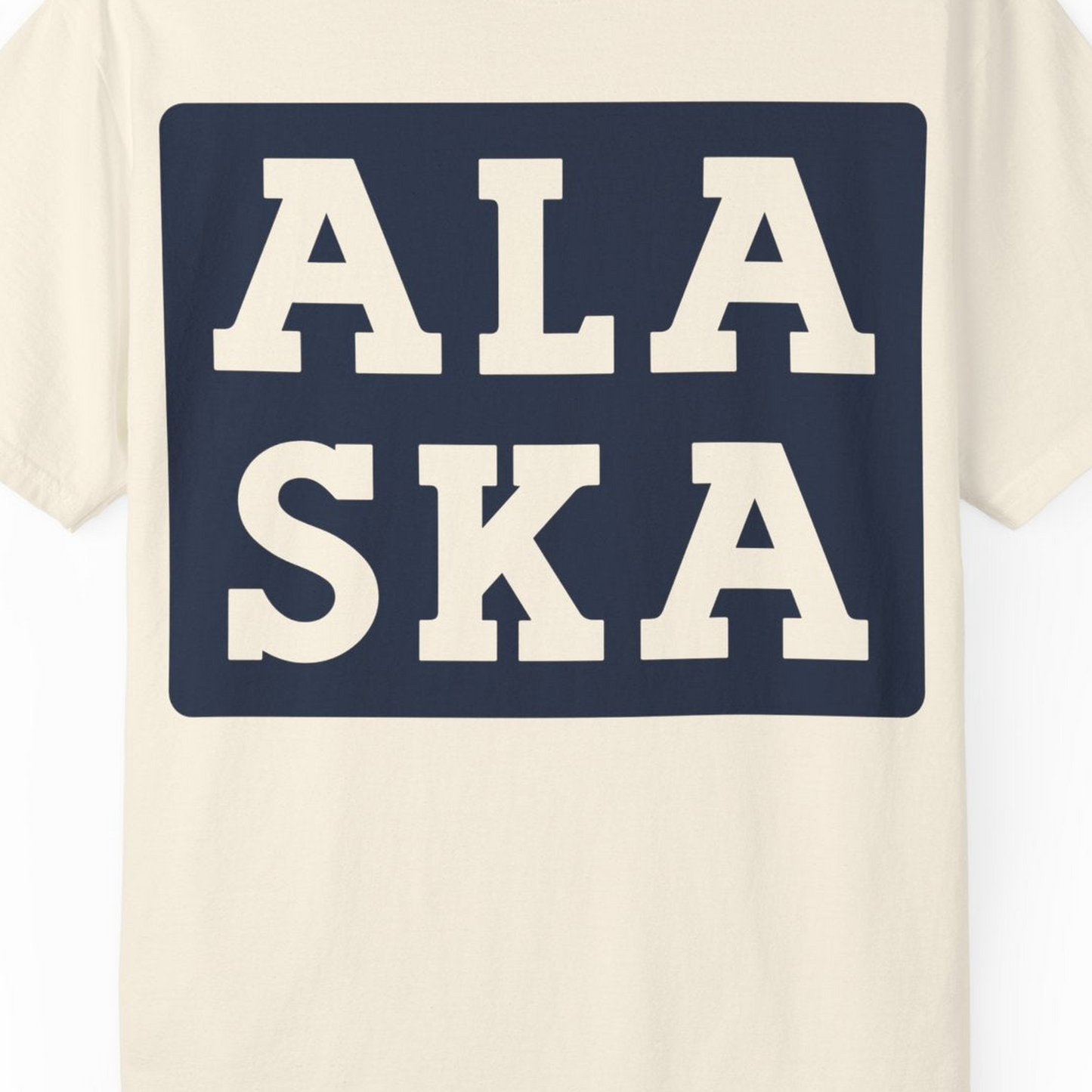 Bold Alaska Block Text Shirt Comfort Colors T-Shirt – Ivory – Alaska Cruise Shirts Close Up
