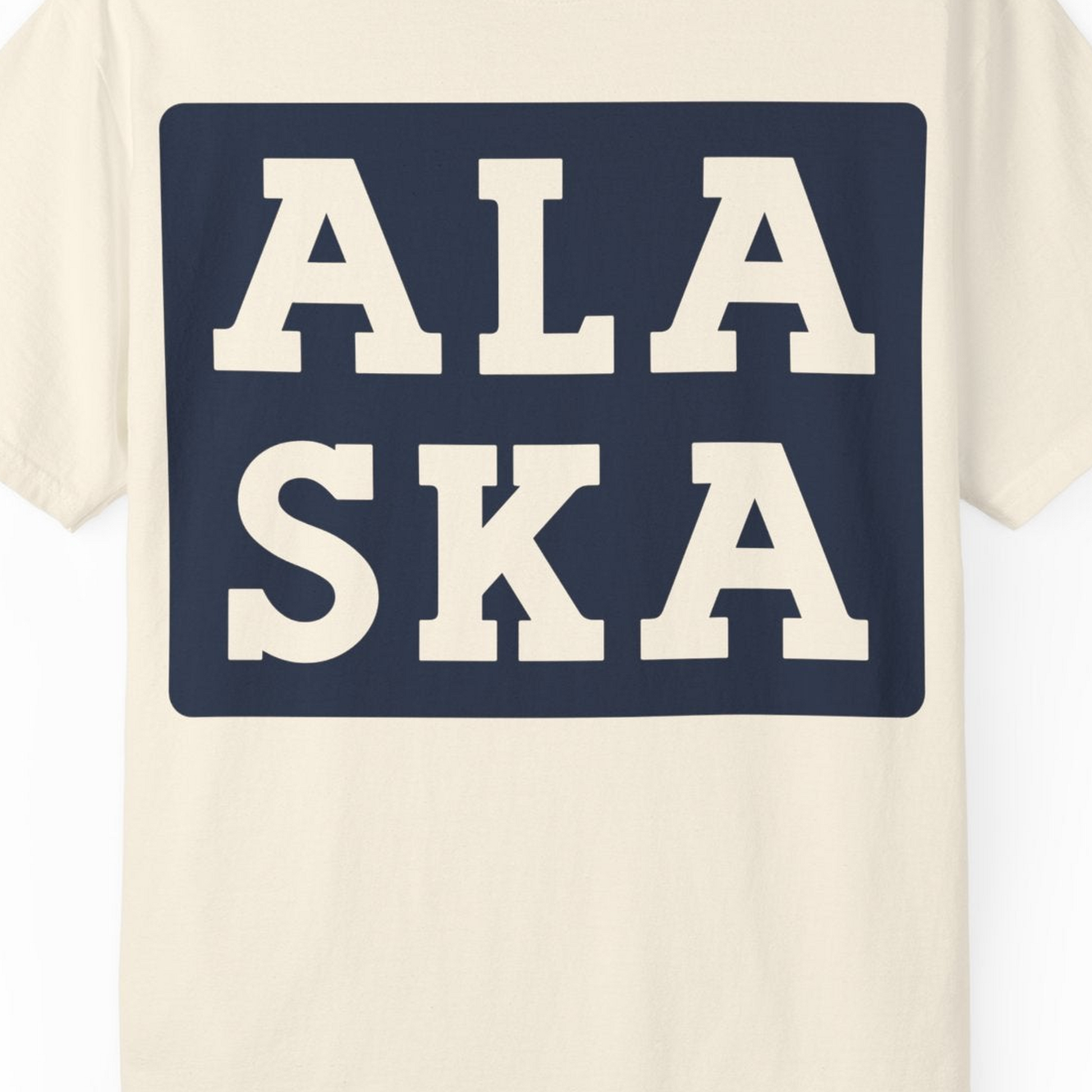 Bold Alaska Block Text Shirt Comfort Colors T-Shirt – Ivory – Alaska Cruise Shirts Close Up