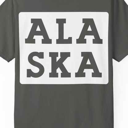 Bold Alaska Block Text Shirt Comfort Colors T-Shirt – Pepper – Alaska Cruise Shirts Close Up