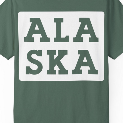 Bold Alaska Block Text Shirt Comfort Colors T-Shirt – Blue Spruce – Alaska Cruise Shirts Close Up