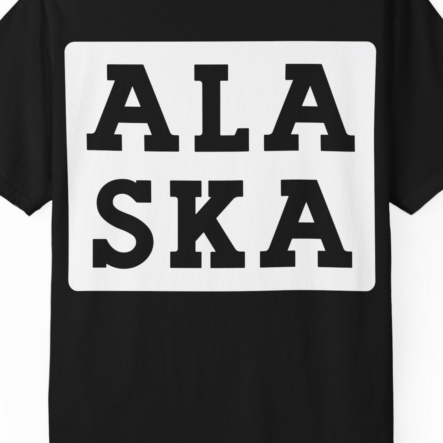 Bold Alaska Block Text Shirt Comfort Colors T-Shirt – Black – Alaska Cruise Shirts Close Up