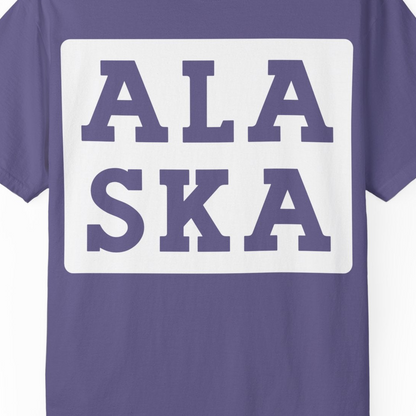 Bold Alaska Block Text Shirt Comfort Colors T-Shirt – Grape – Alaska Cruise Shirts Close Up