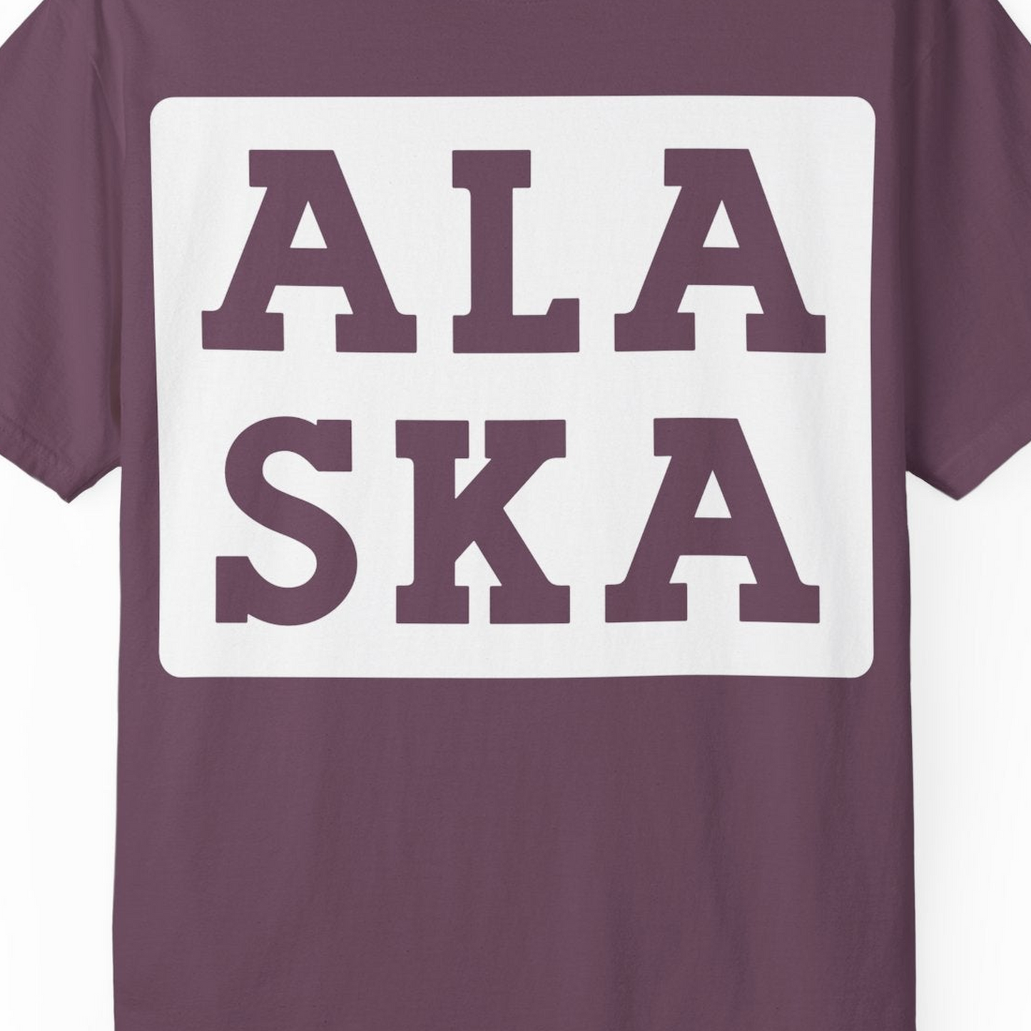 Bold Alaska Block Text Shirt Comfort Colors T-Shirt – Berry – Alaska Cruise Shirts Close Up