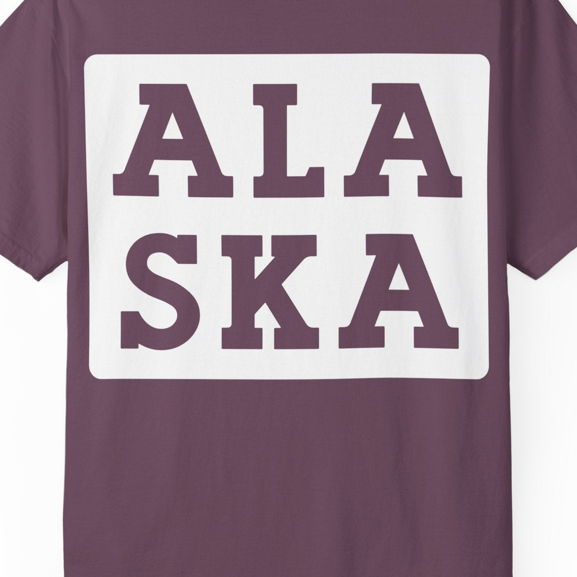 Bold Alaska Block Text Shirt Comfort Colors T-Shirt – Berry – Alaska Cruise Shirts Close Up