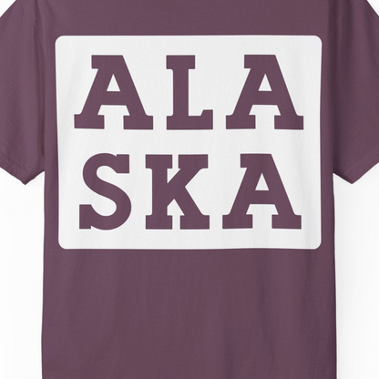 Bold Alaska Block Text Shirt Comfort Colors T-Shirt – Berry – Alaska Cruise Shirts Close Up