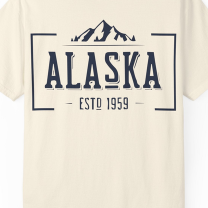 Vintage Alaska Estd 1959 Shirt Comfort Colors T-Shirt – Ivory – Alaska Cruise Shirts Close Up