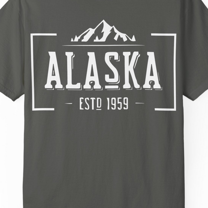 Vintage Alaska Estd 1959 Shirt Comfort Colors T-Shirt – Pepper – Alaska Cruise Shirts Close Up