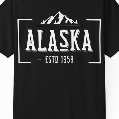 Vintage Alaska Estd 1959 Shirt Comfort Colors T-Shirt – Black – Alaska Cruise Shirts Close Up