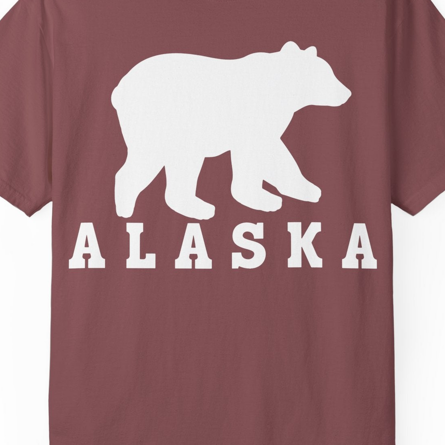 Alaska Bear Silhouette Shirt Comfort Colors T-Shirt – Brick – Alaska Cruise Shirts Close Up