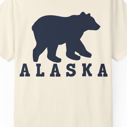 Alaska Bear Silhouette Shirt Comfort Colors T-Shirt – Ivory – Alaska Cruise Shirts Close Up