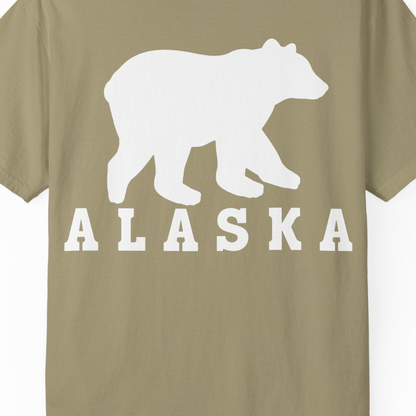 Alaska Bear Silhouette Shirt Comfort Colors T-Shirt – Khaki – Alaska Cruise Shirts Close Up