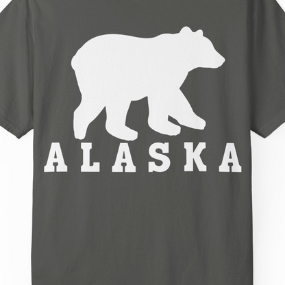 Alaska Bear Silhouette Shirt Comfort Colors T-Shirt – Pepper – Alaska Cruise Shirts Close Up