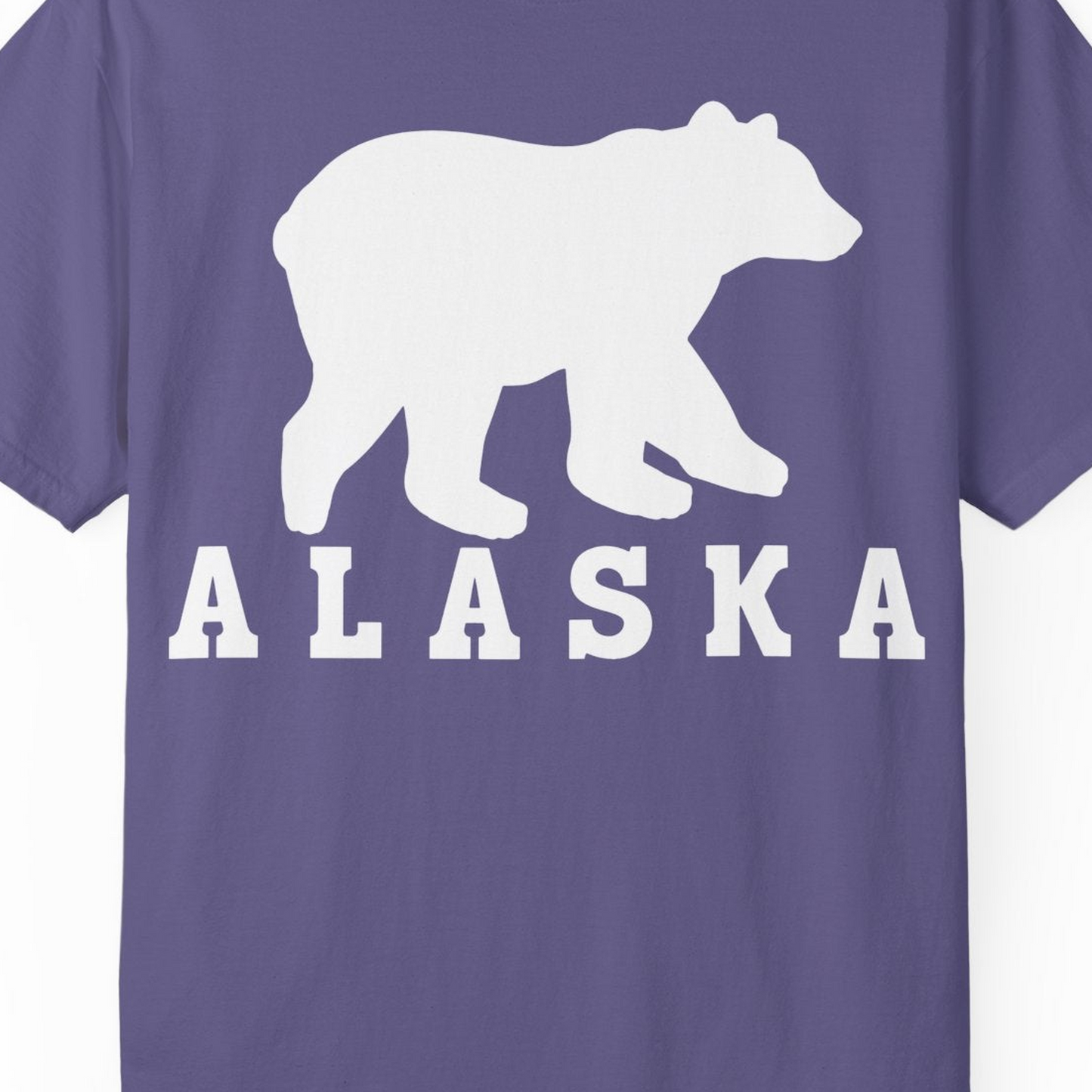 Alaska Bear Silhouette Shirt Comfort Colors T-Shirt – Grape – Alaska Cruise Shirts Close Up