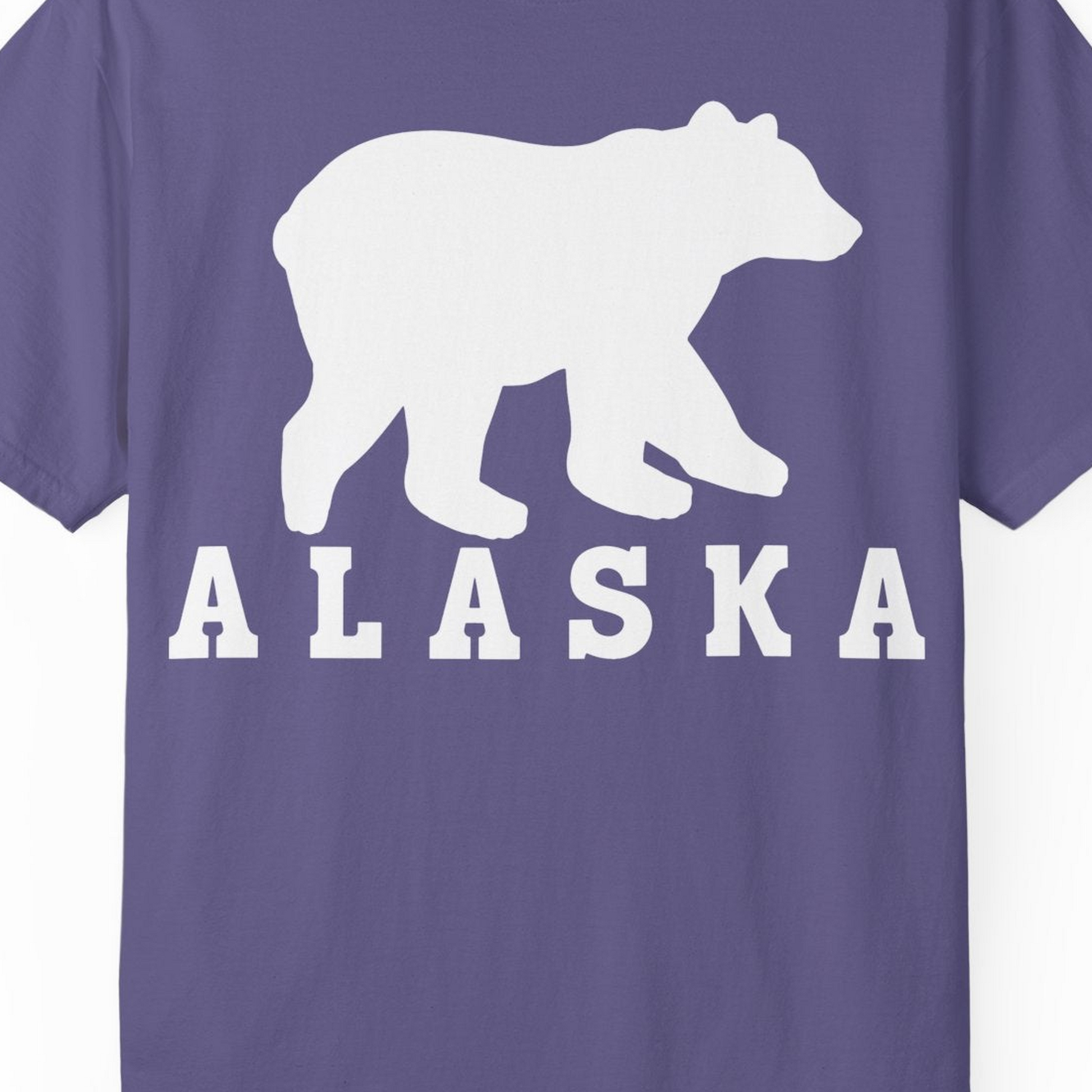 Alaska Bear Silhouette Shirt Comfort Colors T-Shirt – Grape – Alaska Cruise Shirts Close Up