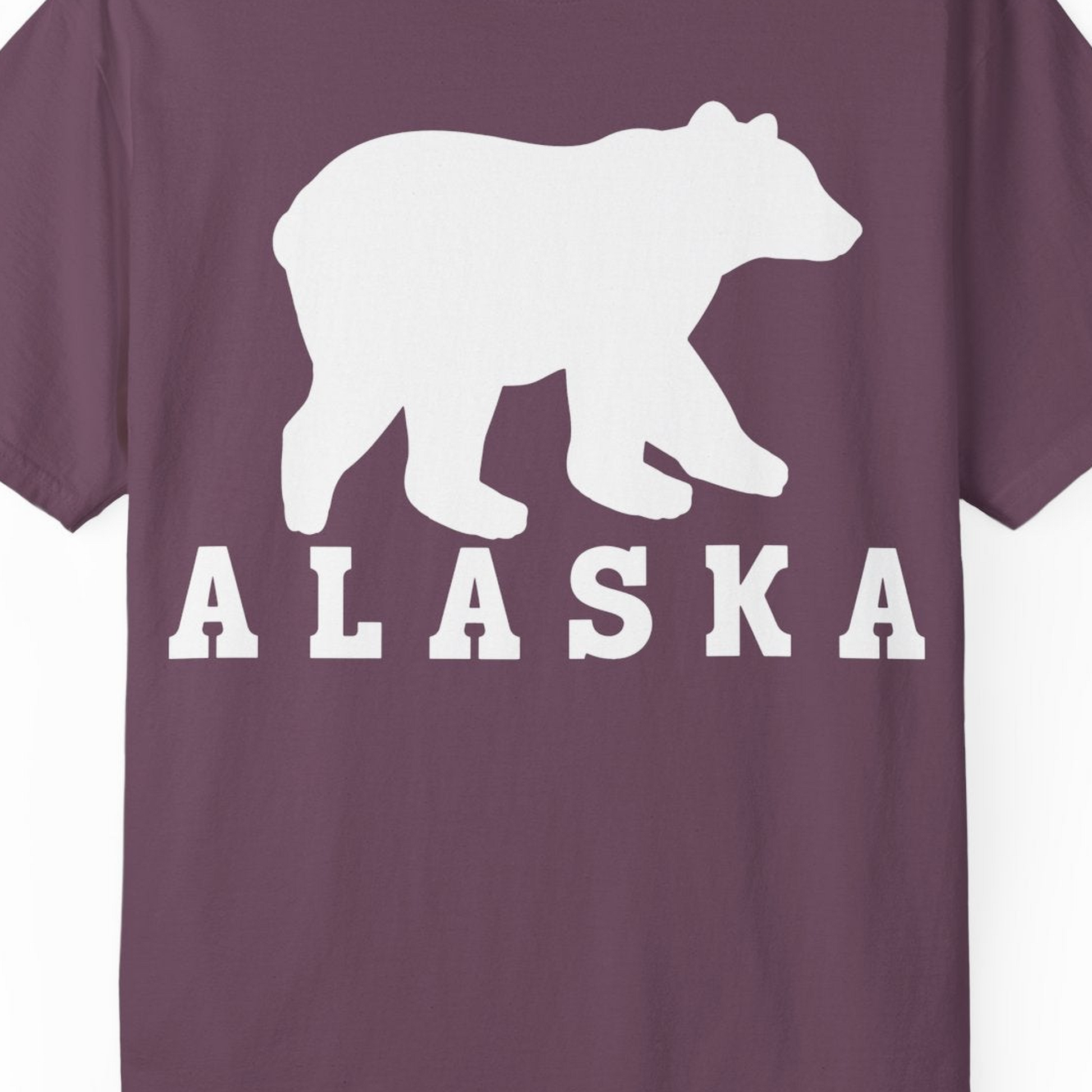 Alaska Bear Silhouette Shirt Comfort Colors T-Shirt – Berry – Alaska Cruise Shirts Close Up