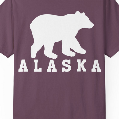 Alaska Bear Silhouette Shirt Comfort Colors T-Shirt – Berry – Alaska Cruise Shirts Close Up