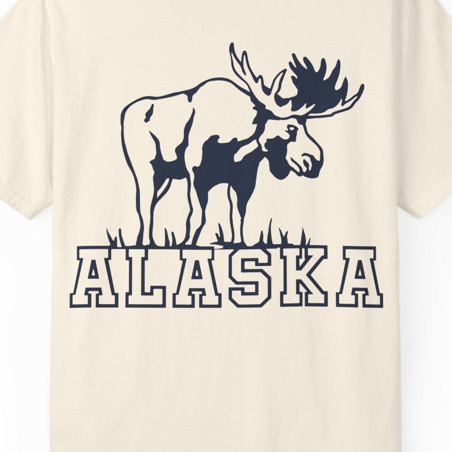 Alaska Moose Silhouette Shirt Comfort Colors T-Shirt – Ivory – Alaska Cruise Shirts Close Up