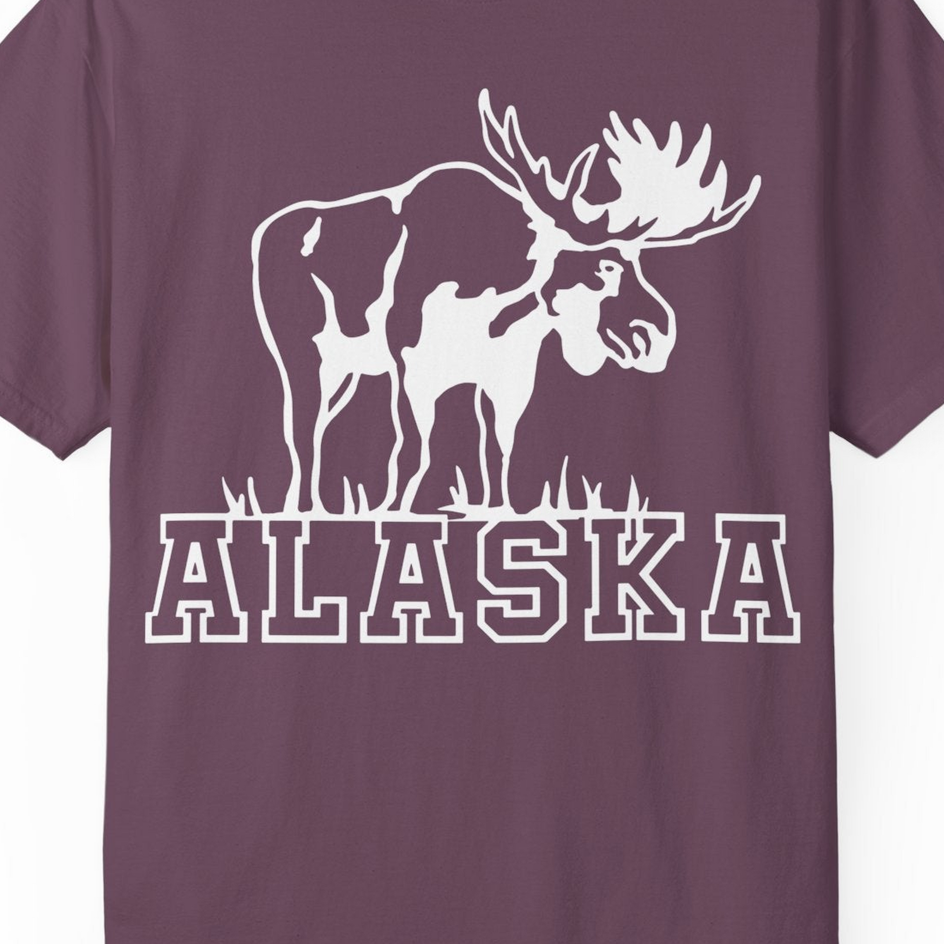 Alaska Moose Silhouette Shirt Comfort Colors T-Shirt – Berry – Alaska Cruise Shirts Close Up
