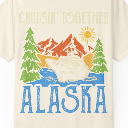 Alaska Cruise Adventure Nature Landscape Retro Family Shirt — Comfort Comfort Colors T-Shirt – Ivory – Alaska Cruise Shirts Close Up