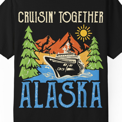 Alaska Cruise Adventure Nature Landscape Retro Family Shirt — Comfort Comfort Colors T-Shirt – Black – Alaska Cruise Shirts Close Up