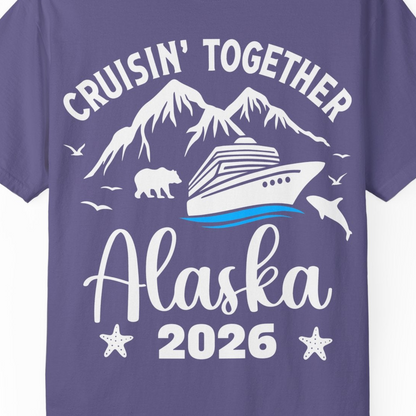 Alaska Cruise Adventure 2026 Shirt Comfort Colors T-Shirt – Grape – Alaska Cruise Shirts Close Up