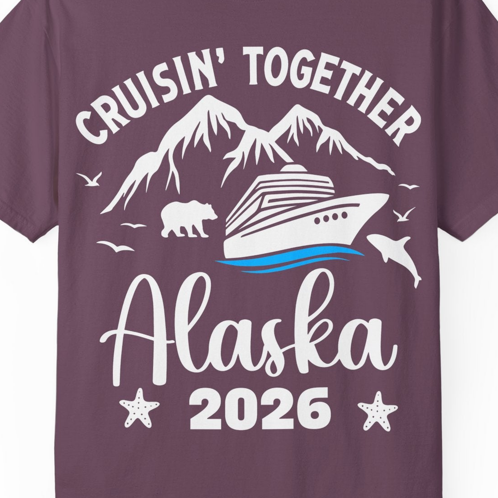 Alaska Cruise Adventure 2026 Shirt Comfort Colors T-Shirt – Berry – Alaska Cruise Shirts Close Up