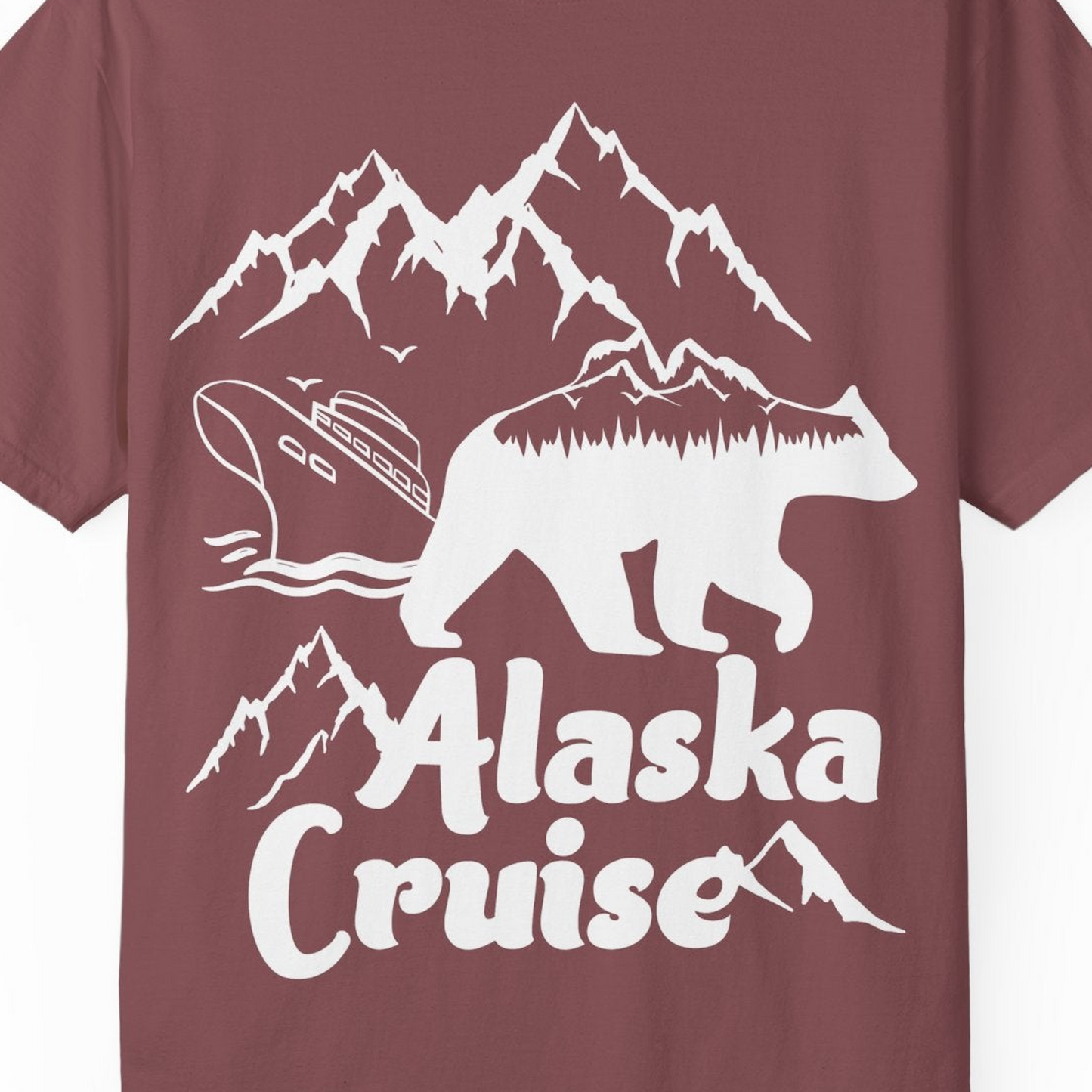 Alaska Cruise Shirt Comfort Colors T-Shirt – Brick – Alaska Cruise Shirts Close Up