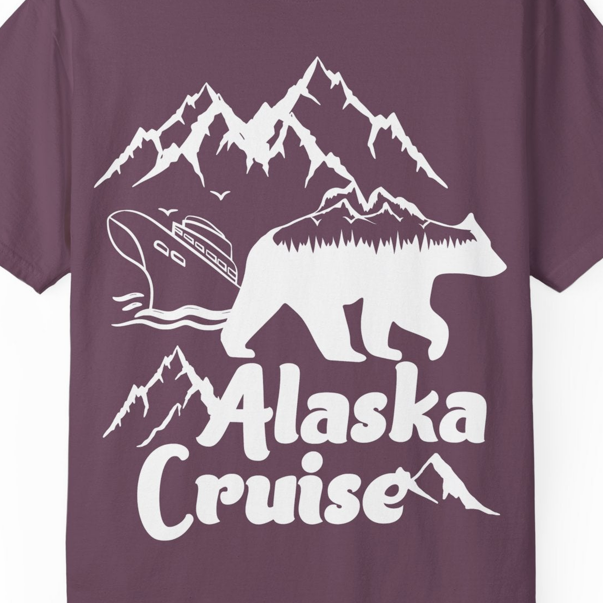 Alaska Cruise Shirt Comfort Colors T-Shirt – Berry – Alaska Cruise Shirts Close Up