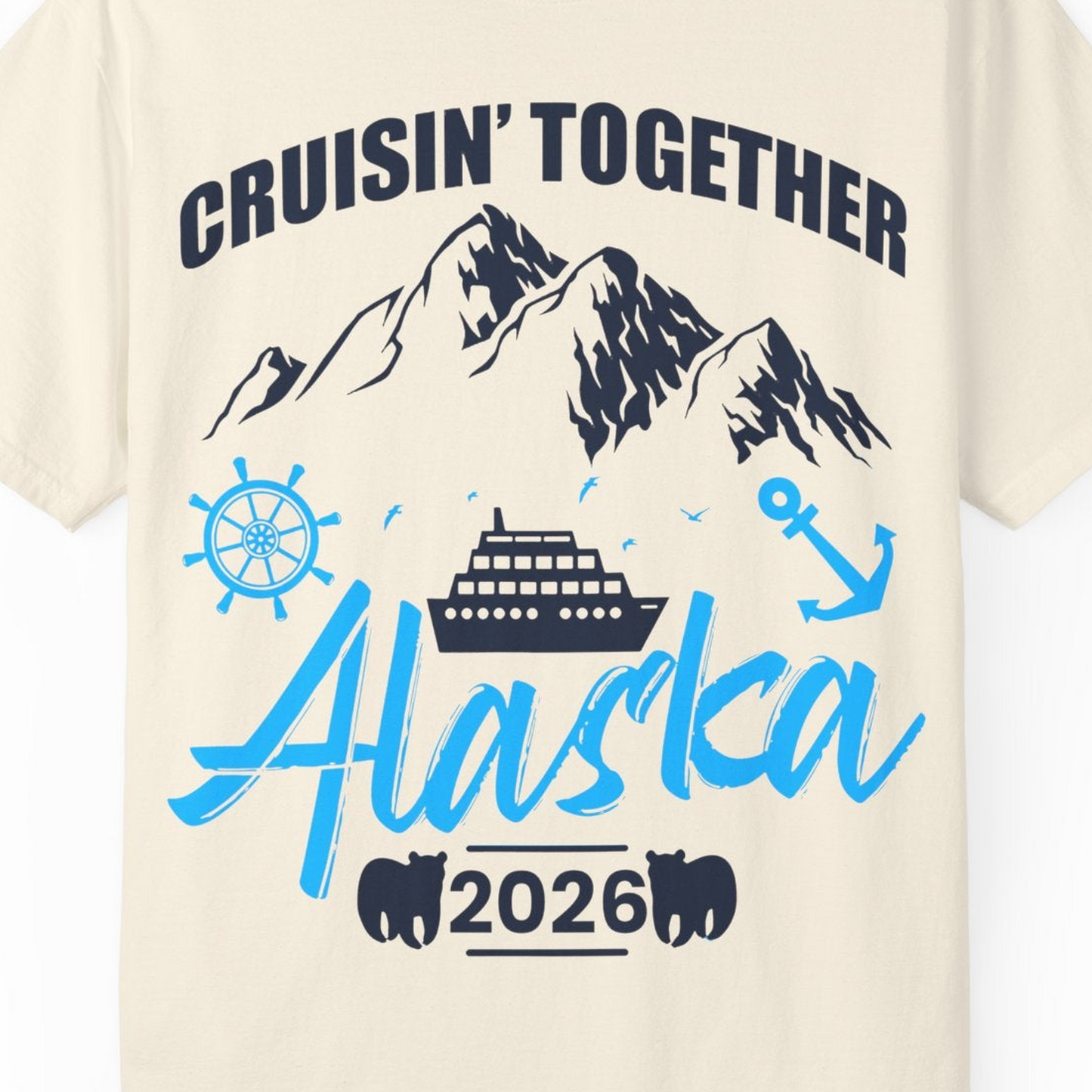 Alaska Cruise Group Adventure Shirt Comfort Colors T-Shirt – Ivory – Alaska Cruise Shirts Close Up