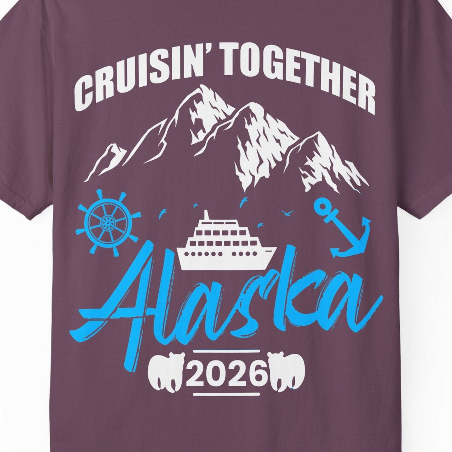 Alaska Cruise Group Adventure Shirt Comfort Colors T-Shirt – Berry – Alaska Cruise Shirts Close Up