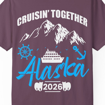 Alaska Cruise Group Adventure Shirt Comfort Colors T-Shirt – Berry – Alaska Cruise Shirts Close Up