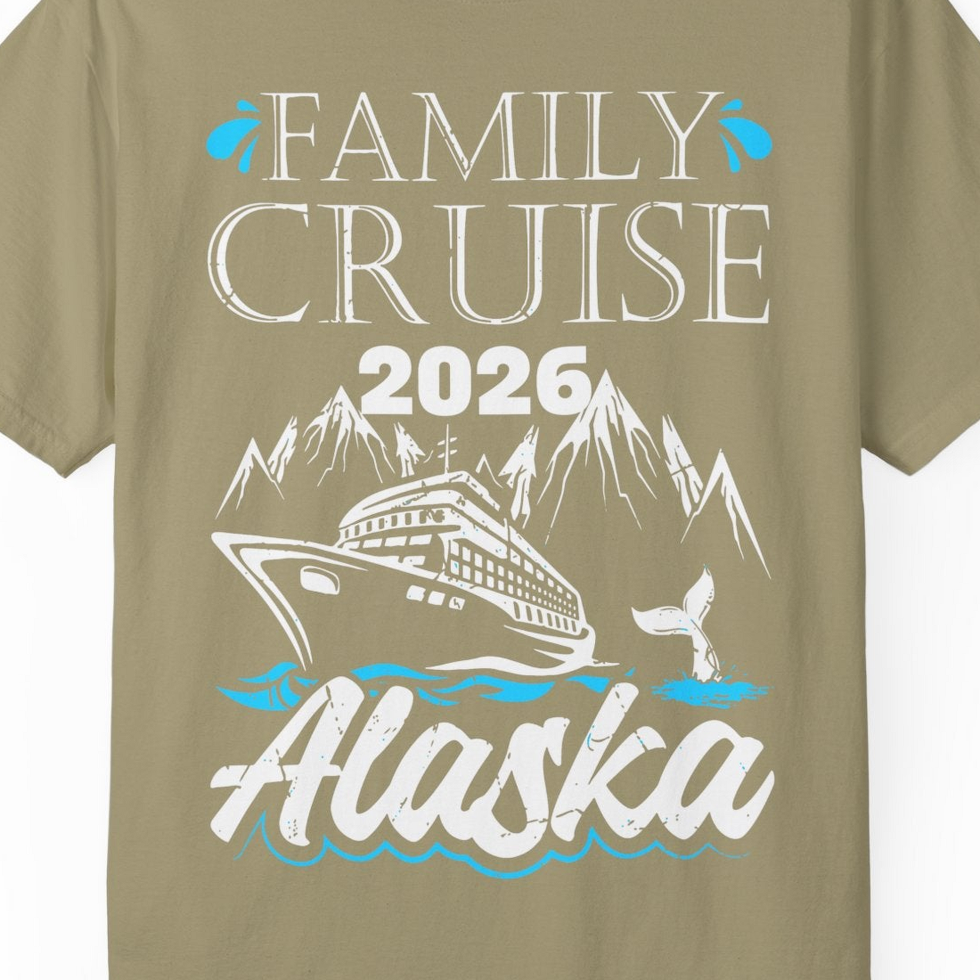 Alaska Family Cruise Shirt Comfort Colors T-Shirt – Khaki – Alaska Cruise Shirts Close Up