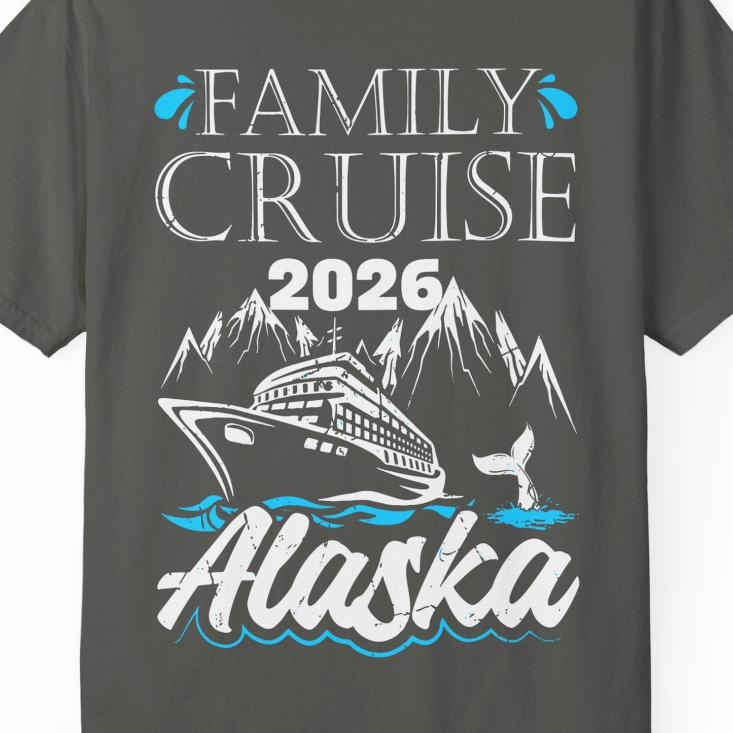 Alaska Family Cruise Shirt Comfort Colors T-Shirt – Pepper – Alaska Cruise Shirts Close Up