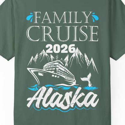 Alaska Family Cruise Shirt Comfort Colors T-Shirt – Blue Spruce – Alaska Cruise Shirts Close Up
