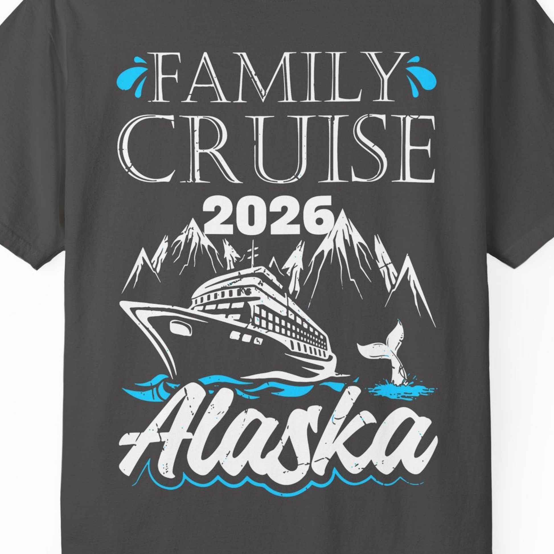 Alaska Family Cruise Shirt Comfort Colors T-Shirt – Graphite – Alaska Cruise Shirts Close Up