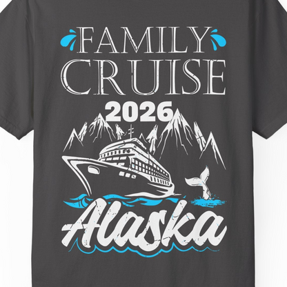 Alaska Family Cruise Shirt Comfort Colors T-Shirt – Graphite – Alaska Cruise Shirts Close Up
