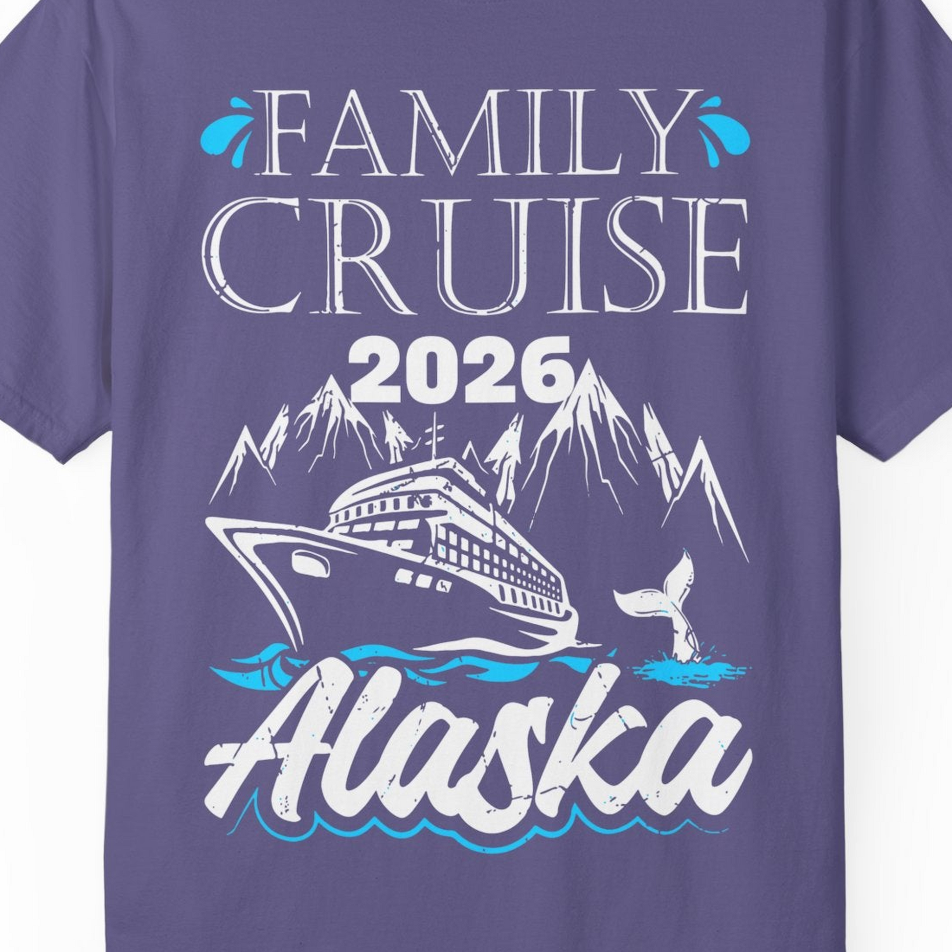 Alaska Family Cruise Shirt Comfort Colors T-Shirt – Grape – Alaska Cruise Shirts Close Up