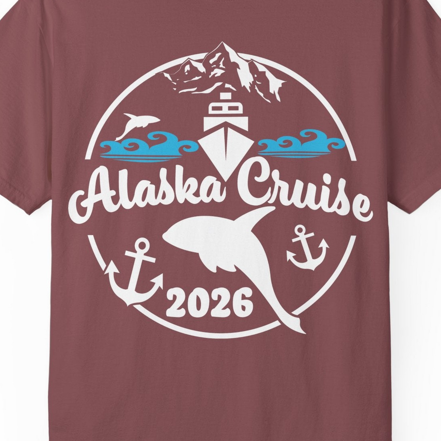 Alaska Cruise 2026 Shirt Comfort Colors T-Shirt – Brick – Alaska Cruise Shirts Close Up
