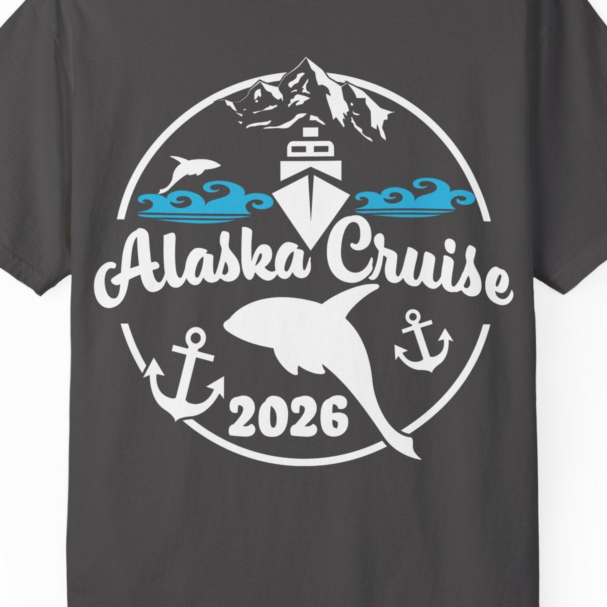 Alaska Cruise 2026 Shirt Comfort Colors T-Shirt – Graphite – Alaska Cruise Shirts Close Up