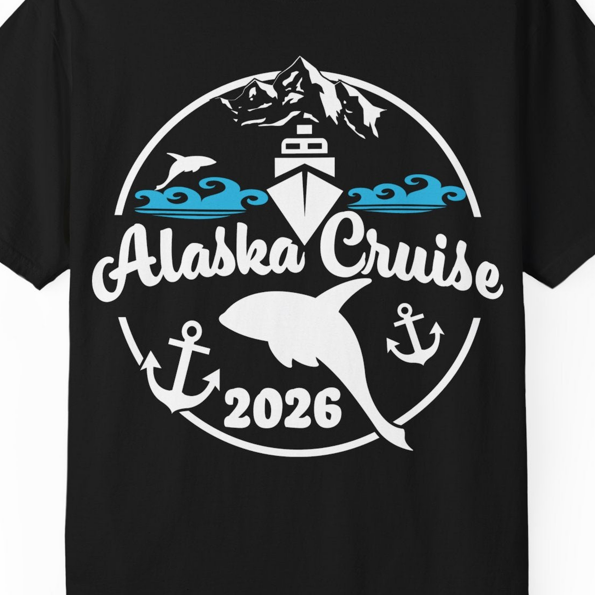 Alaska Cruise 2026 Shirt Comfort Colors T-Shirt – Black – Alaska Cruise Shirts Close Up