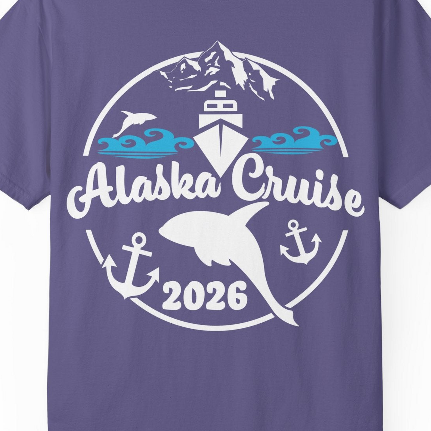 Alaska Cruise 2026 Shirt Comfort Colors T-Shirt – Grape – Alaska Cruise Shirts Close Up