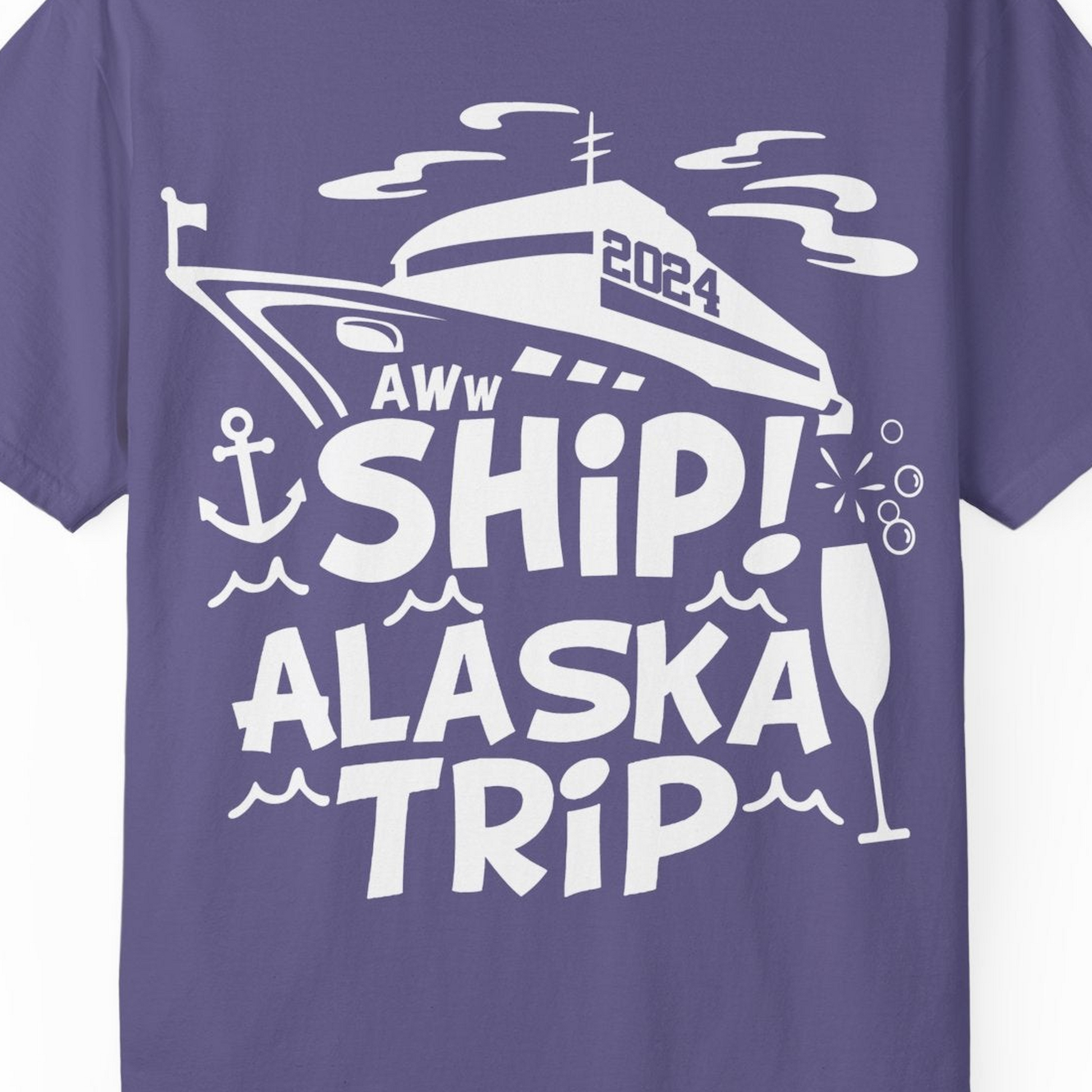 Aww Ship Alaska Cruise Shirt Comfort Colors T-Shirt – Grape – Alaska Cruise Shirts Close Up