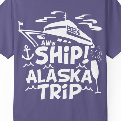 Aww Ship Alaska Cruise Shirt Comfort Colors T-Shirt – Grape – Alaska Cruise Shirts Close Up