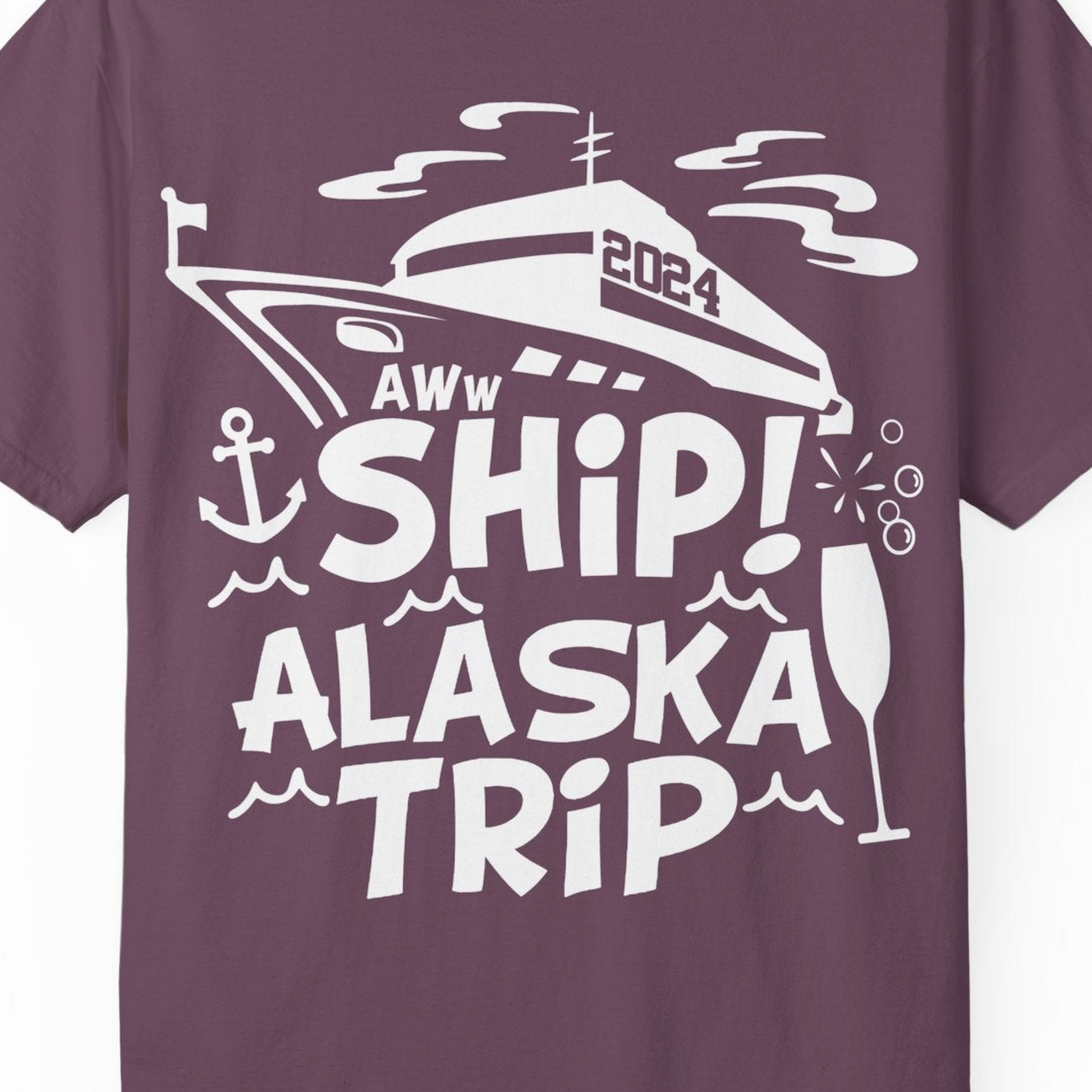 Aww Ship Alaska Cruise Shirt Comfort Colors T-Shirt – Berry – Alaska Cruise Shirts Close Up