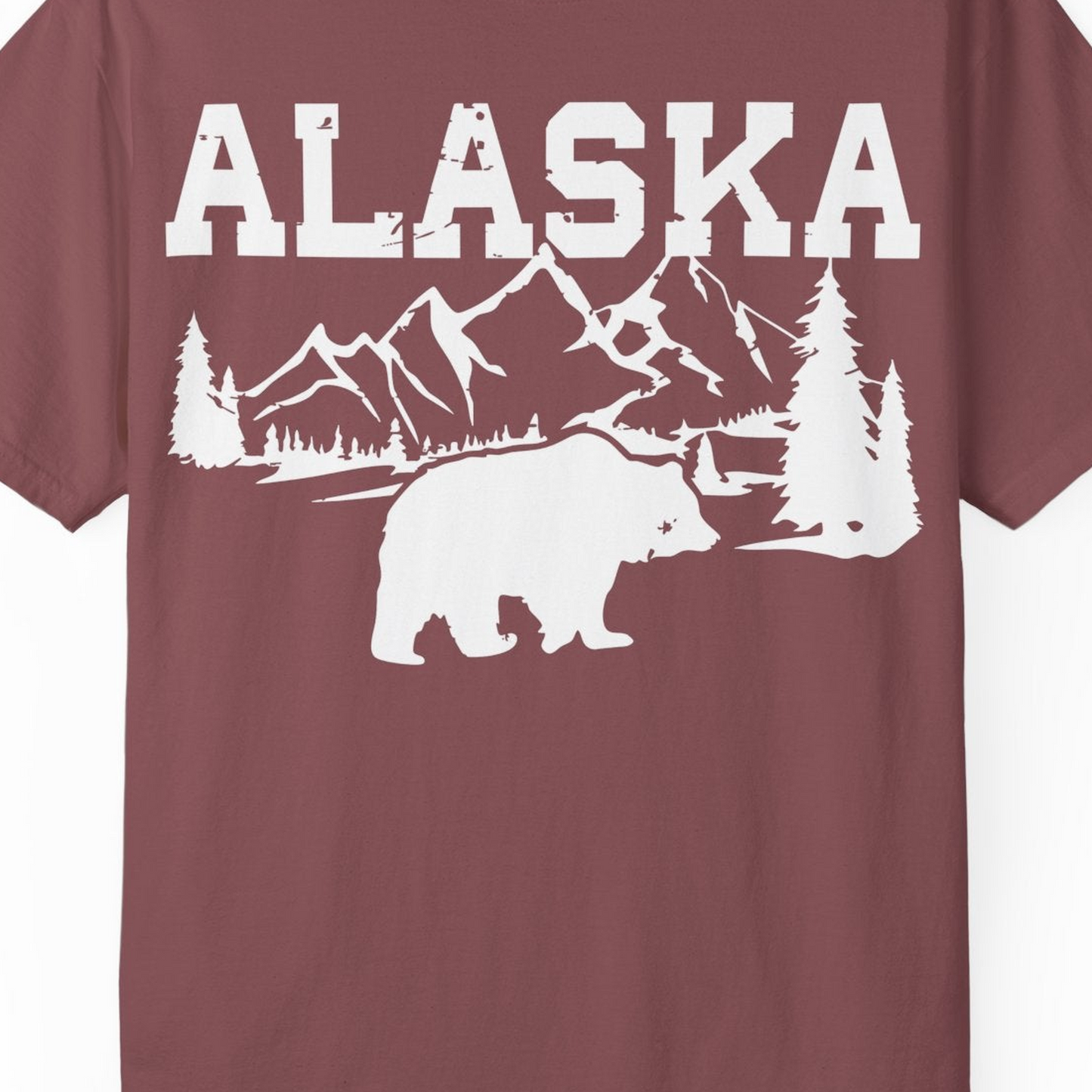 Alaska Bear Shirt Comfort Colors T-Shirt – Brick – Alaska Cruise Shirts Close Up