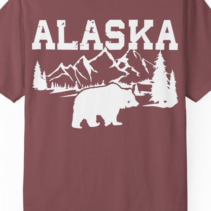 Alaska Bear Shirt Comfort Colors T-Shirt – Brick – Alaska Cruise Shirts Close Up